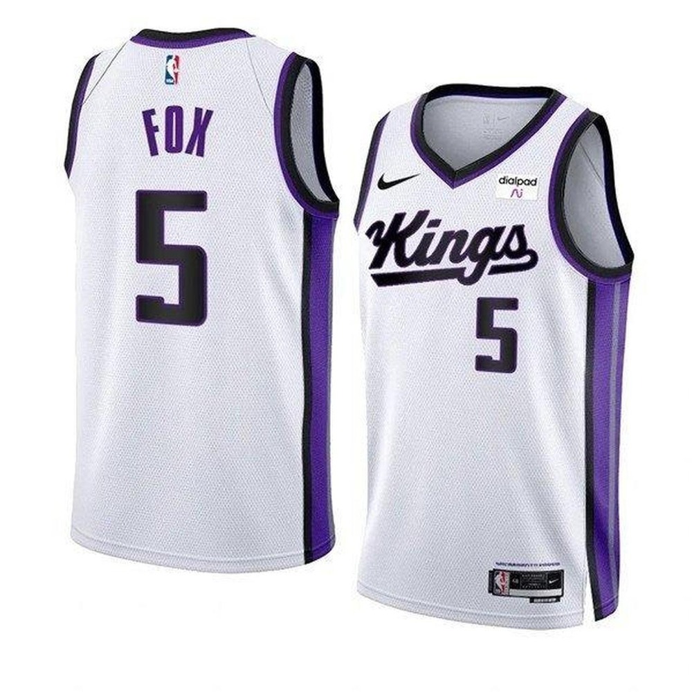 NWT Nike Sacramento Kings #5 Fox Association Edition Jersey  White Men's SZ L